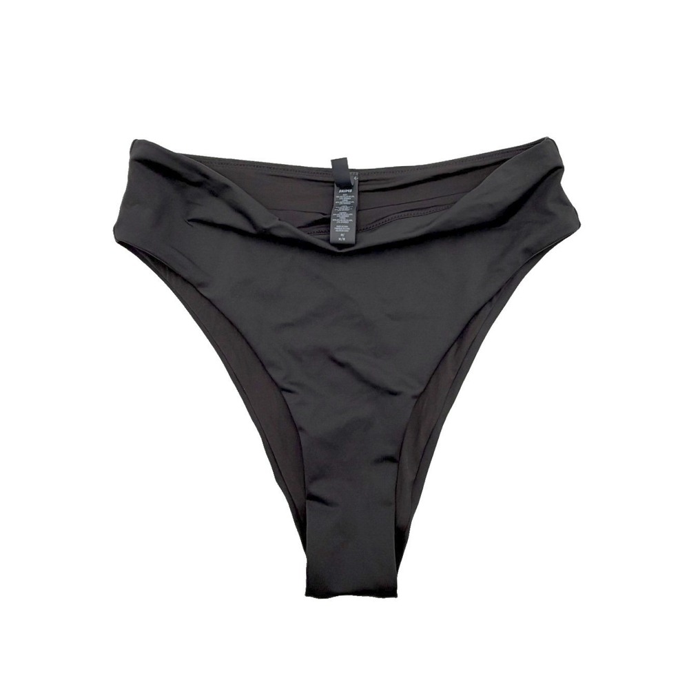 NWOT Skims Womens Onyx Black Comfort Stretch High Leg Swim Bikini Bottoms Size M